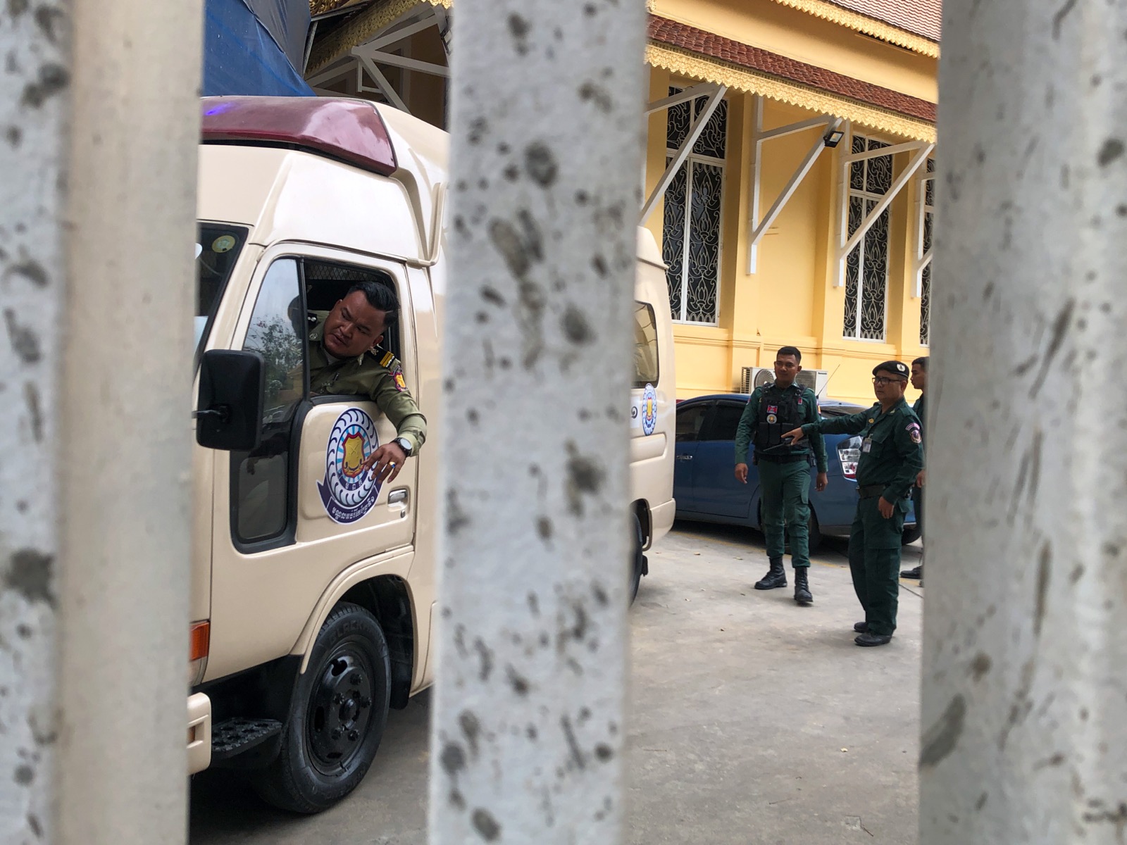 Mother Nature environmental activists are driven away from the Supreme Court in Phnom Penh on February 23, 2026. (Meng Kroypunlok/Mekong Independent/Creative Commons)